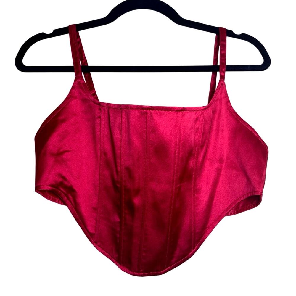 Lioness Red Satin Corset Top Size Large NWT